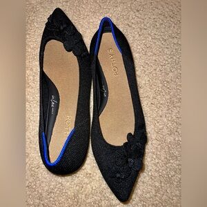 Rothy's Black Women's Flats w flower design